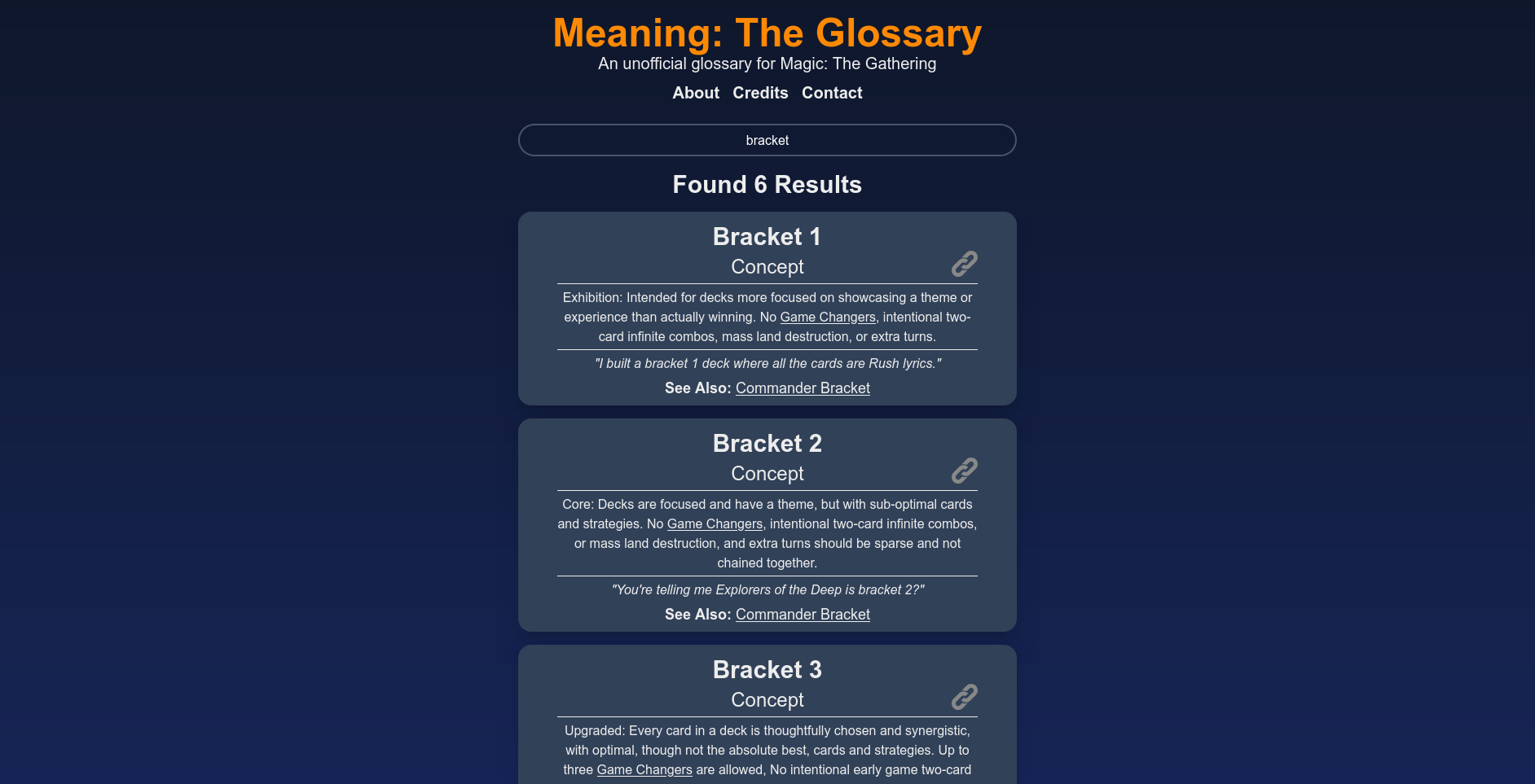 A screenshot of a glossary website